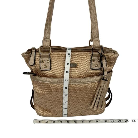 Stone Mountain Metallic Gold Straw Shoulder Bag NWOT - Picture 10 of 12